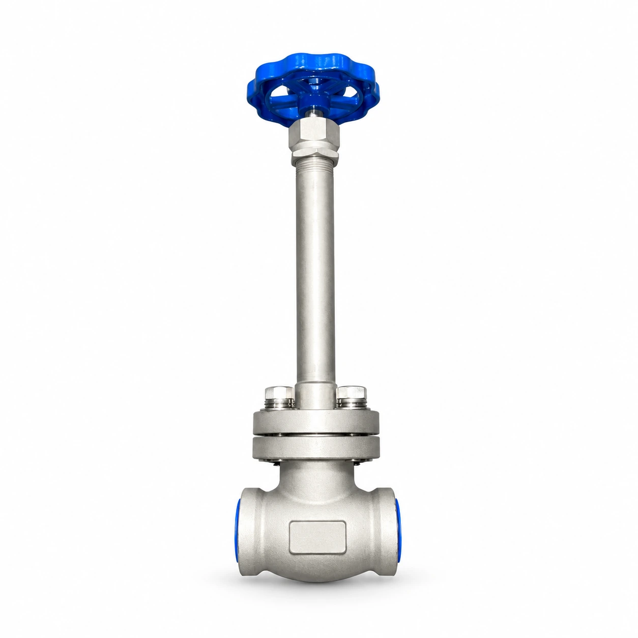 Long-stem globe valve · bolted bonnet — reference-based product illustration, Socket weld (SW)