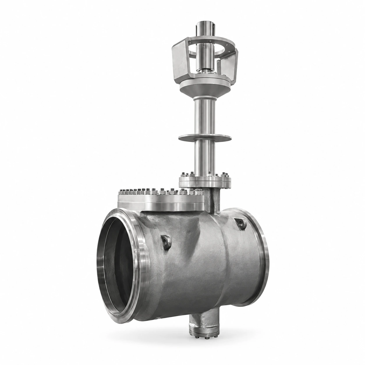 Triple-offset cryogenic butterfly valve — reference-based product illustration, Butt weld (BW) · Flanged